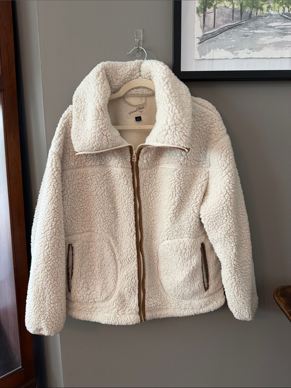 Universal Thread Cozy Cream Sherpa Zip Jacket - Size Medium